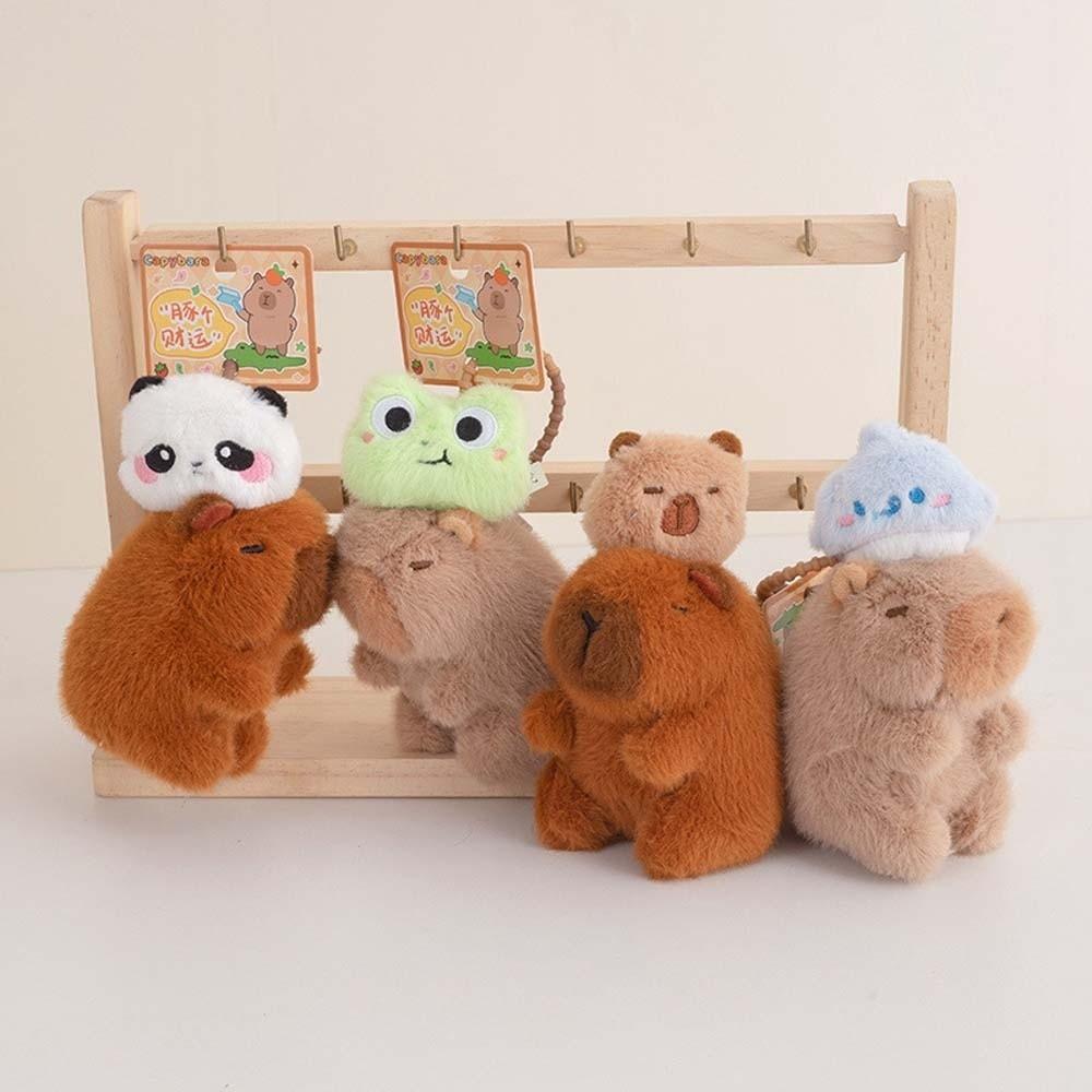Key Ring Pulling Rope Capybara Dolls Soft Cartoon Capybara Keychain Plush Animal Pendant  Girls