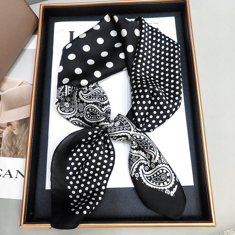 New Versatile Imitation Silk with Suit Silk Scarf Fashionable Women's Small Square Silk Scarf French Spring and Autumn Scarf