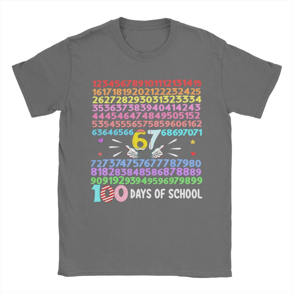 Happy 100 Days of School Smarter 67 Teacher TShirt Men Humorous Cotton Tee Shirt O Neck Short Sleeve T Shirt Gift Idea Clothes
