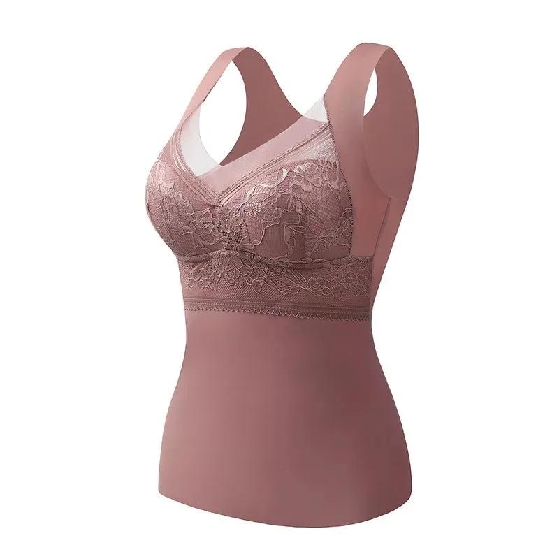 Woman Thermal Underwear Thermo Lingerie Winter Soft Warm Top Wear Thermo Vest Undershirt Intimate Lace with Bra Padded