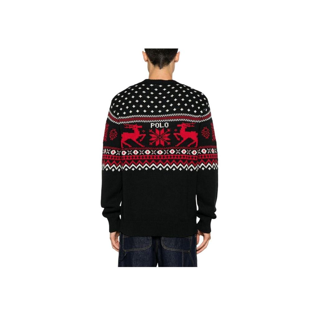 Polo Ralph Lauren Letter Print Pattern Crew Neck Loose Fit Pullover Sweater Men Sweater Black 710919623-001