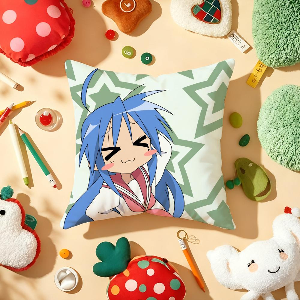 Anime L-Lucky Star Pillow Case Plush Fabric Soft Double-Sided Printed Sofa Warm Winter Home Gift Cushion Cover
