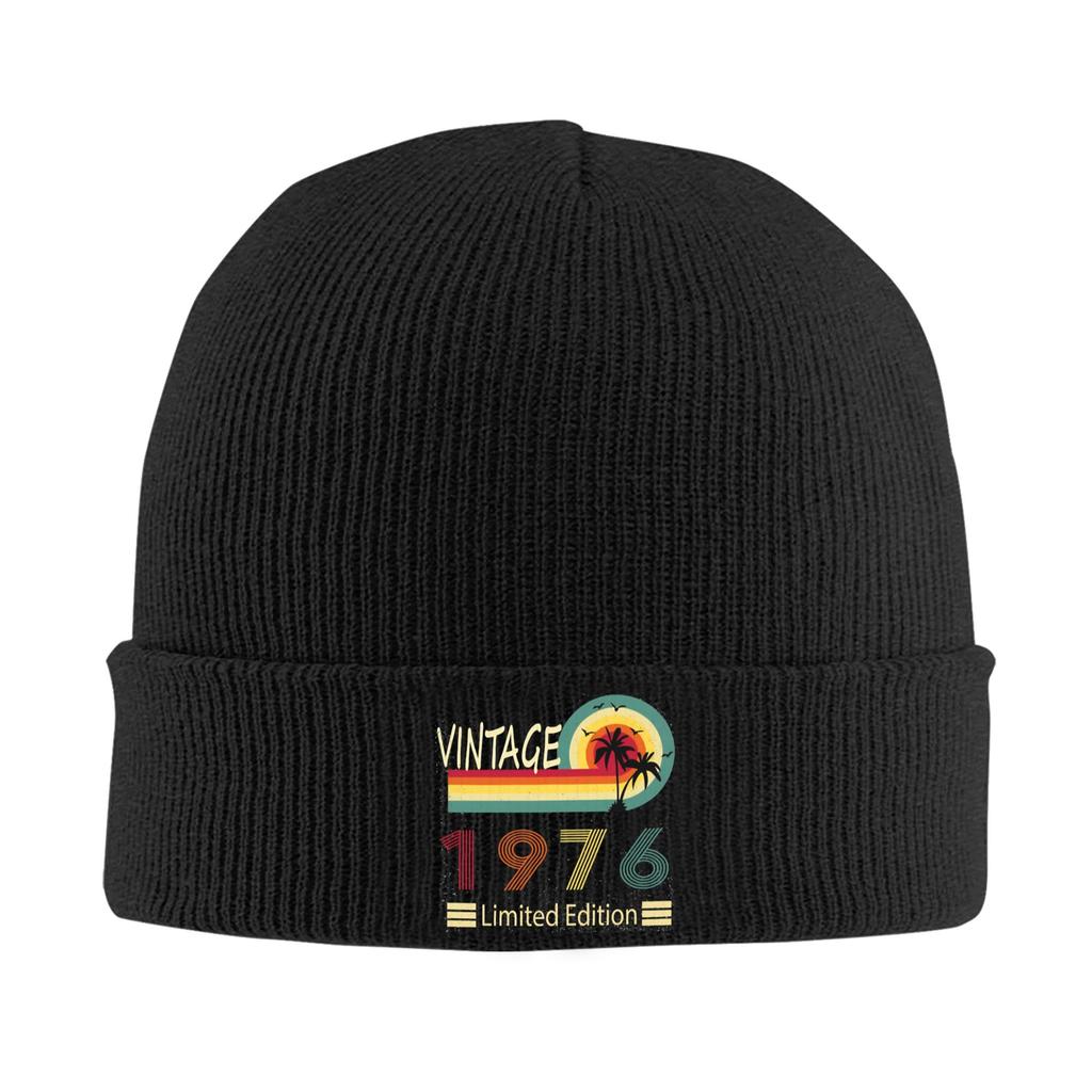 Herren Damen Strickbündel Mütze Geboren 1976 vintage Alter 50 Jahre alt 50. Geburtstag Merch Warm Gestrickt Beanie Mützen Skullies