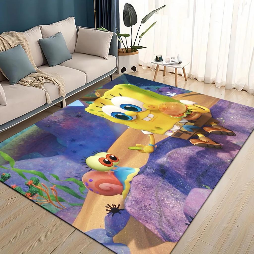 3D Cartoon S-SpongeBob Funny Area Rug,Carpet Rug for Living Room Bedroom Sofa Doormat Decoration,kids Non-slip Floor Mat