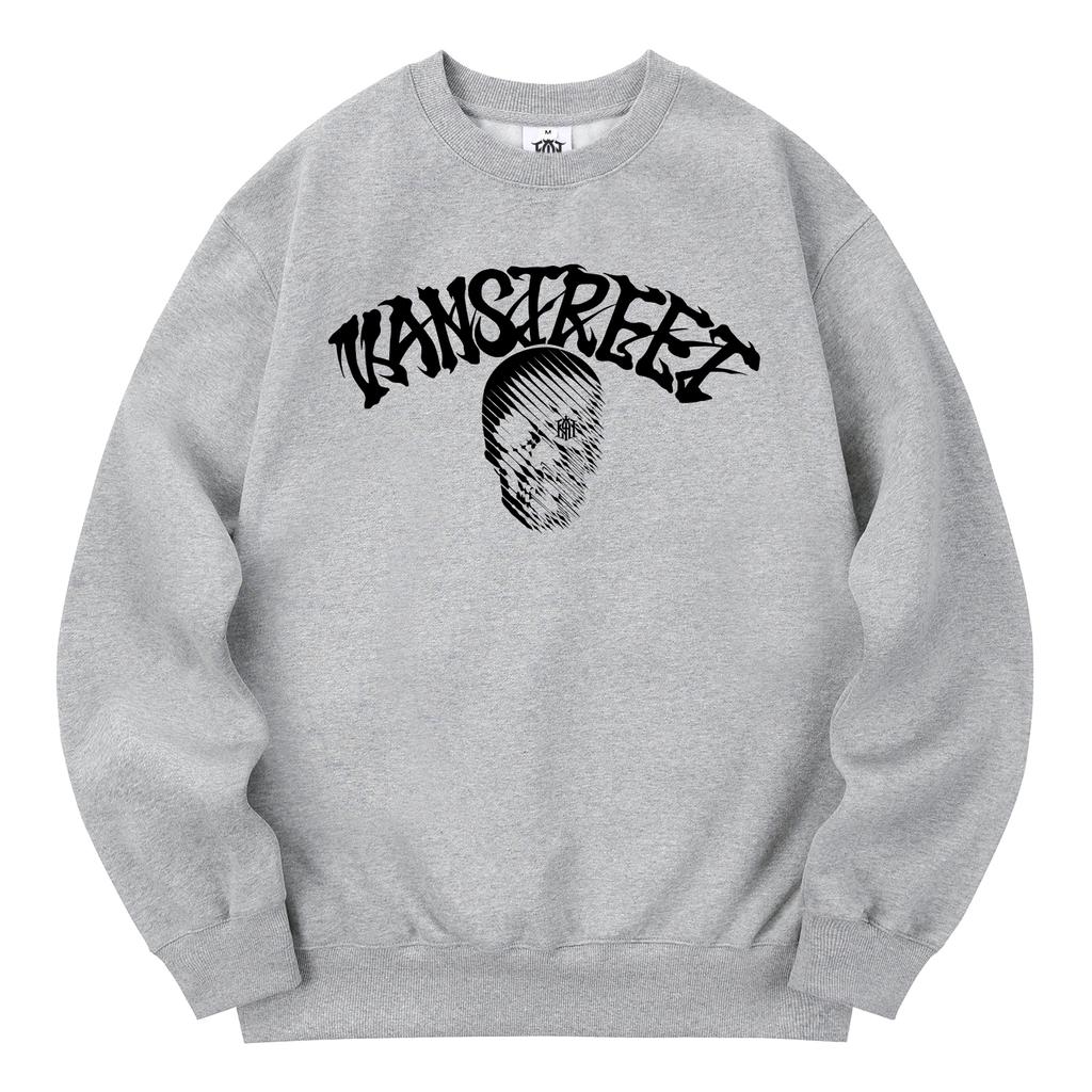 KAN6312 Kmg0166 Lettering Skull Rain Fleece-Lined Sweatshirt Gray