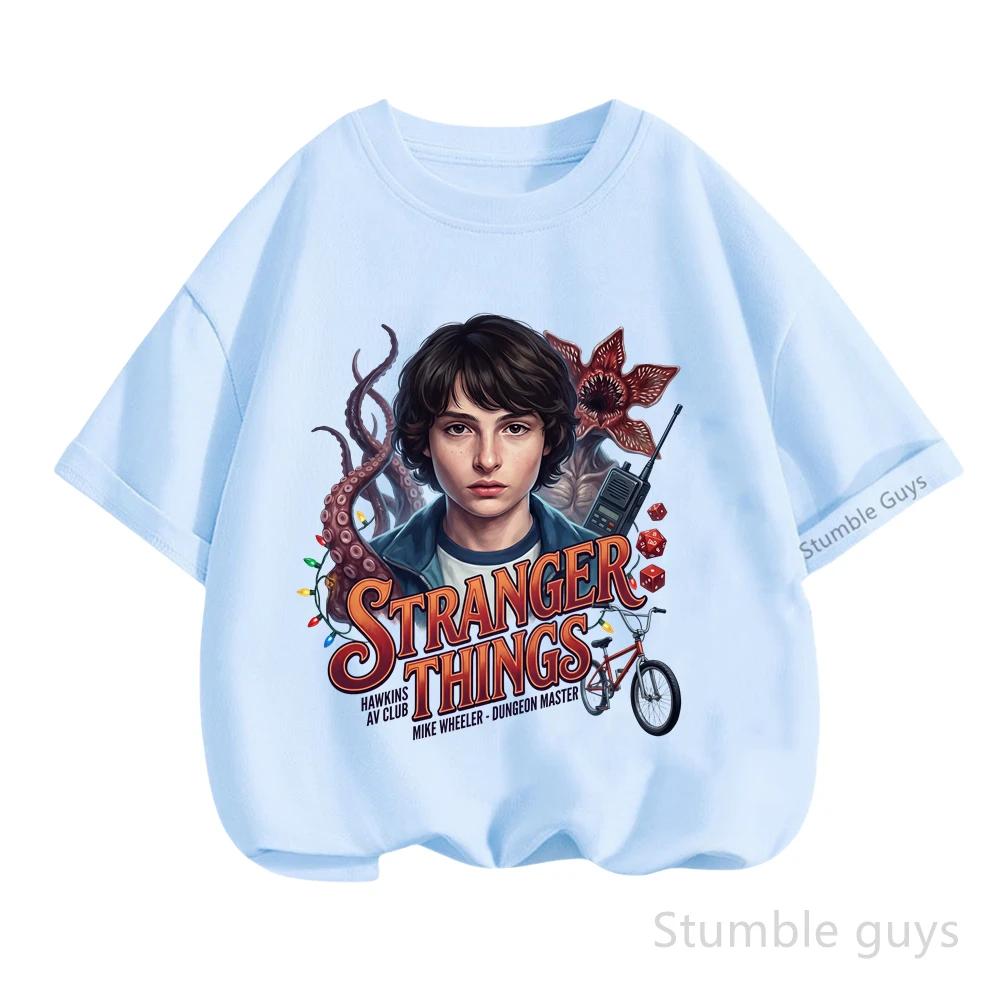 

Summer Kids Daily Wear T-shirt Stranger Things Boys Clothes Girls Short Sleeve Anime Tshirt Tops Stranger Thıngs Tops 110