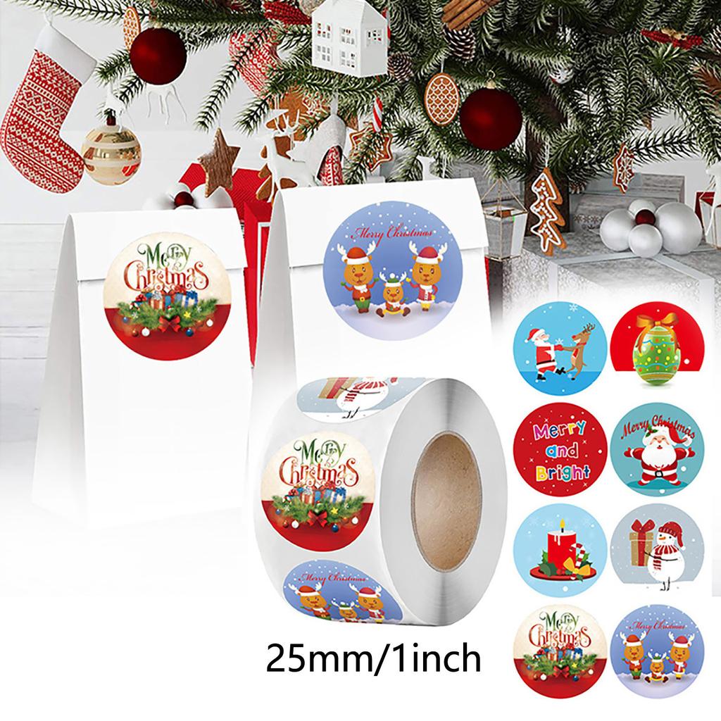 Christmas Stickers  1 Roll 500 Posts  Happy Faces Xmas Kids Stickers Decals For Toys Gifts Crafts Decorations