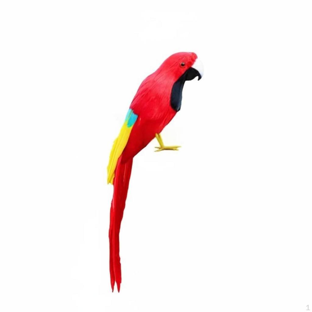 Feathered Parrot Figurine Handmade Artificial Decoration Colorful for Party, Garden, Patio a