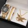 3PCS Set Mens Watches Men Business Quartz Watch Male Casual Necklace Bracelet Wristwatch