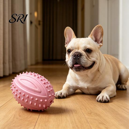 Bite-resistant Toy Dog Teething Toys with Spike Teeth Cleaning Ball Bite-Resistant Rugby Chew Interactive Sound for Small Medium Large Dogs