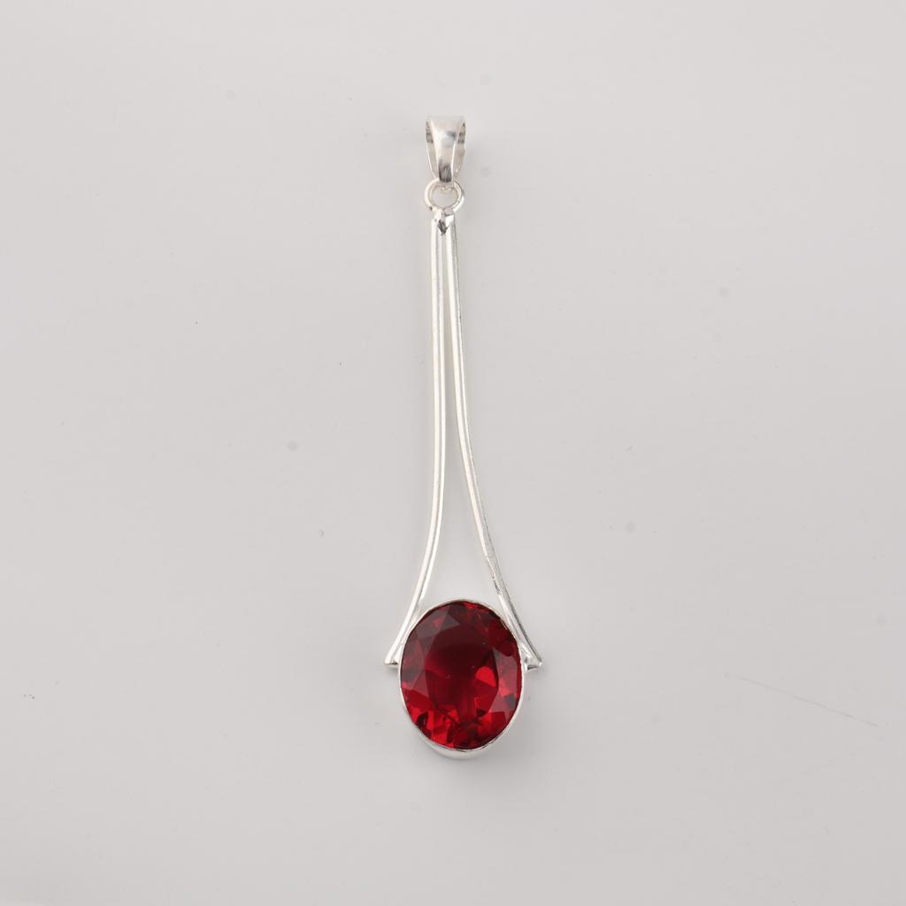 Roze Rubelliet Edelsteen 925 Sterling Zilver Handgemaakte Sieraden Ontwerper Druppelvormige Hanger 1,79" Voor Vrouwen PP-69-8