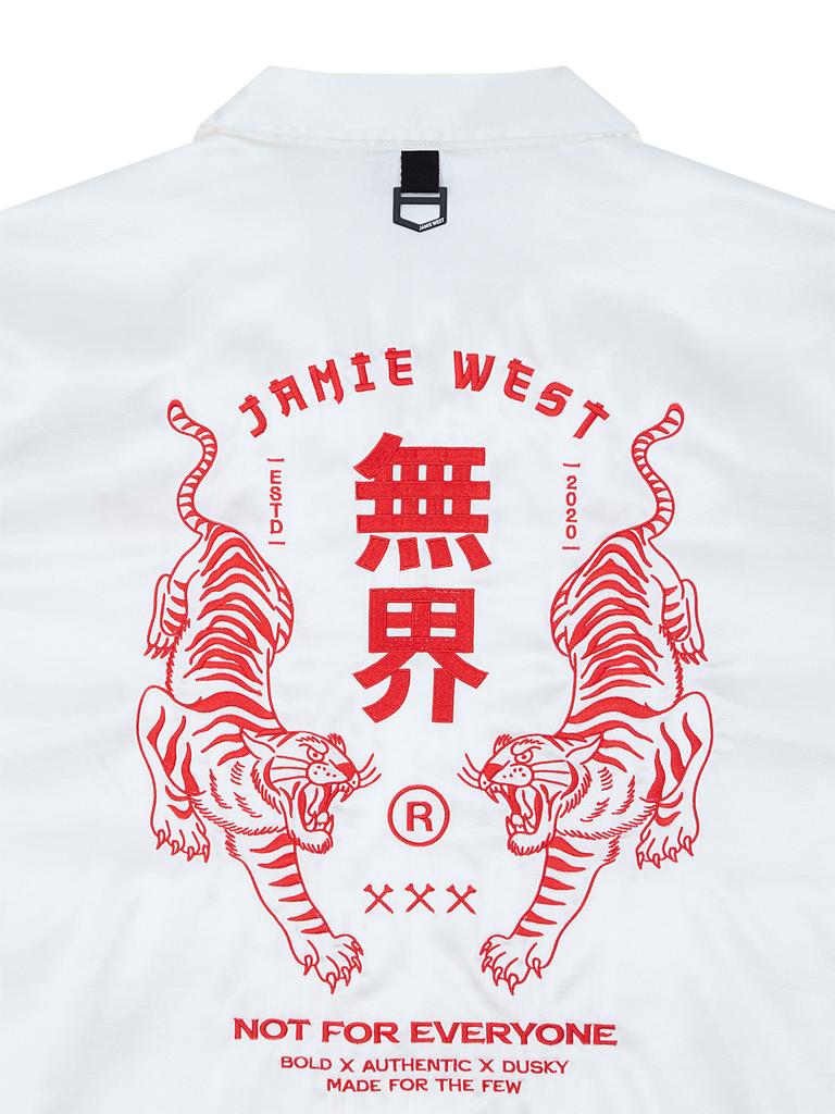 Jeimiweseuteu Muge Tiger Souvenir Open Collar Shirt (White)