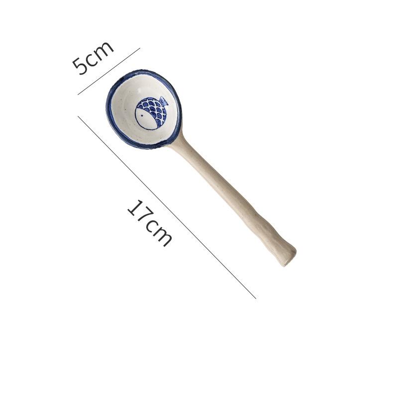 

Керамическая ложка для супа, японская столовая посуда, столовая ложка, креативная длинная ручка, кухонная утварь, инструмент для приготовления пищи, чайная ложка для кухни