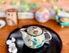 Hyakukaen Kutani Teapot, Large, Camellia and Bird Design, Ceramic, Insulated, 350ml, Single Item