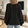 Women's Loose Slouchy V-Neck Sequin Open Knit Sweater Casual Long Sleeve Pullover Top for Fall Winter