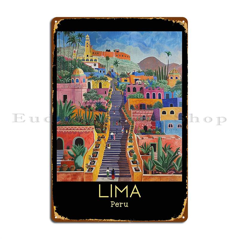 

A Vintage Travel Illustration Of Lima Peru Metal Sign Create Club Wall Wall Decor Custom Tin Sign Poster 20x30cm（7.8x11.8inch）