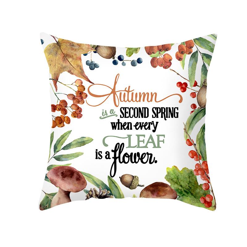 New Autumn Thanksgiving Pillow Cover Peach Skin Polyester Printed Pumpkin Harvest Pillow Home Pillow Cover