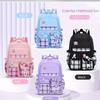 Bow Plaid Girls School Bag 3-Piece Set Backpack with Lunch Bag Pen Case Pink