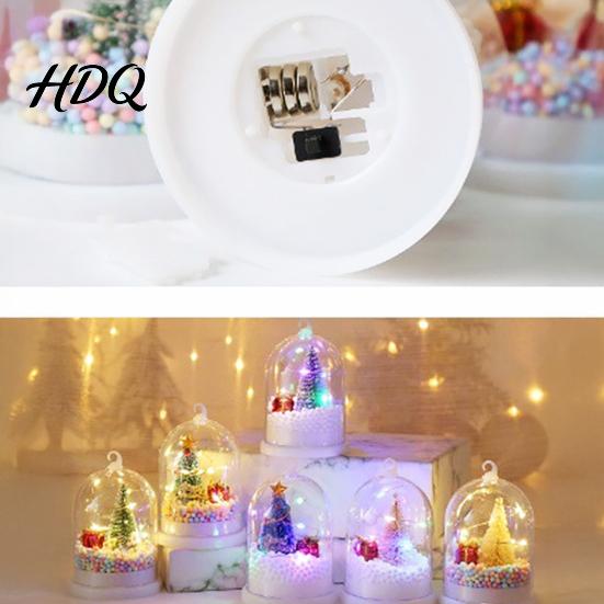 Portable Festive Night Lamp Christmas Tree In Dome with LED Light Mini Cedar Light Up Cute Winter Home Decor Ornament Battery Powered Decorative