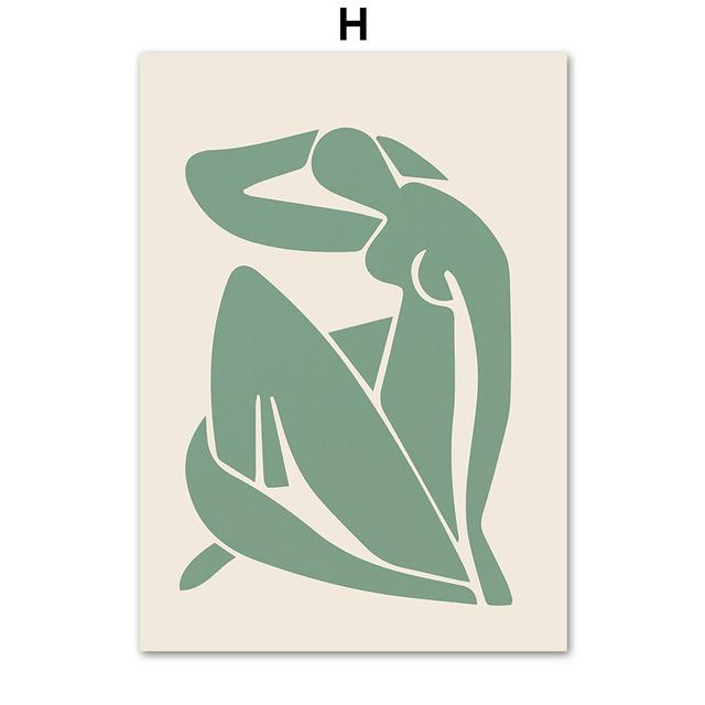 Abstract Matisse Girl Vase Coral Leaf Sun Wall Art Canvas Painting Nordic Posters And Prints Wall Pictures For Living Room Decor