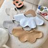 Korean Style Pure Cotton Reversible Baby Bib - Solid Color, Anti-Spit-Up, Thickened Petal Design
