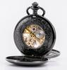 TREEWETO Mechanical Hand-Wound Pocket Watch with Double-Sided Lid, Dragon Openwork Skeleton Design, and Chain