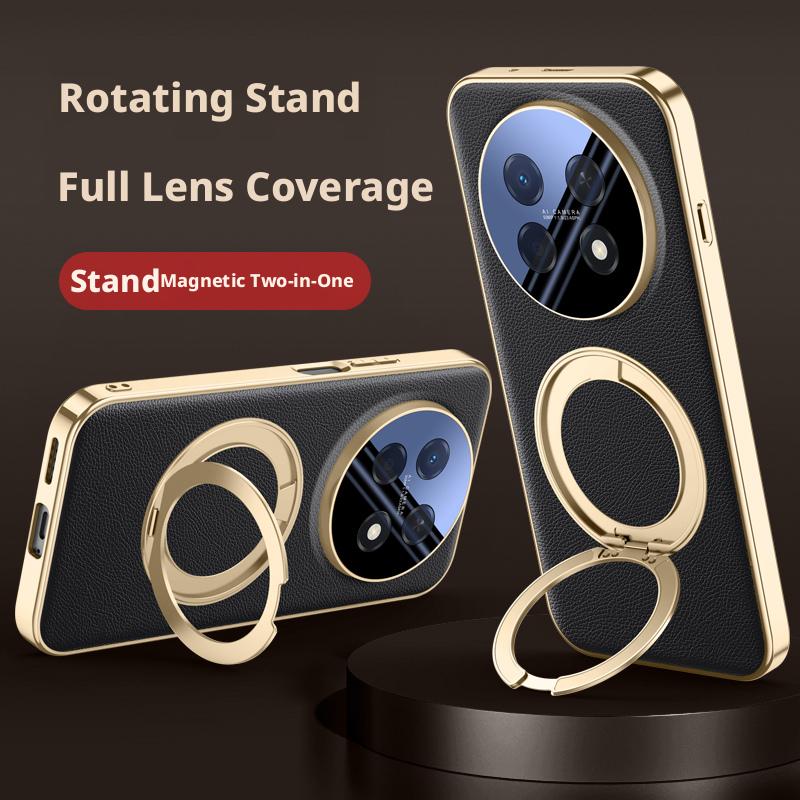 For Huawei Enjoy 90 Plus and 90 Pro Max Case Delicated Leather Built-in Magnet 360° Rotation Stand Plated Screen Protecto Cover