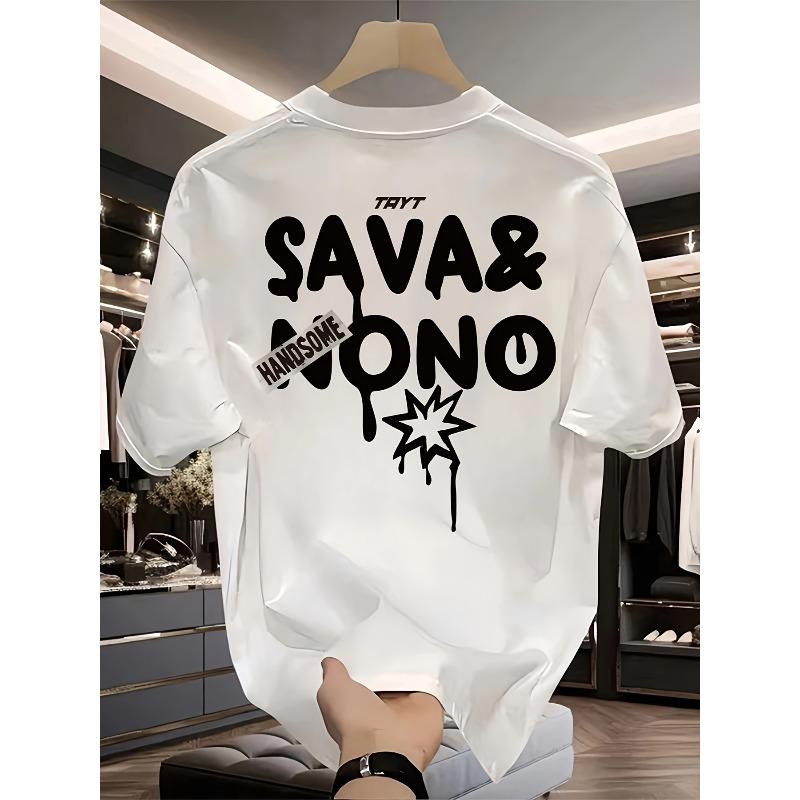 European sizes Trendy Brand Printed Short-sleeved T-shirt Men's Summer New Large-size Versatile Casual Top