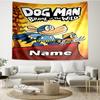 Custom Name Dog Man Print Tapestry, Backdrop, Easy Setup, Ideal for Bedroom, Office & Living Room, with Aesthetic Wall Hanging Decor.