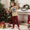Family Matching Christmas Print Neck Long Sleeve Top and Pants Loungewear Set for Holiday