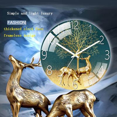 Digitale Wanduhr mit geringem Geräuschpegel, 30 cm/12 Zoll Hirsch-Wanduhr, Quarzuhr, leise, einfache Uhr für die Heimdekoration im Kinderzimmer