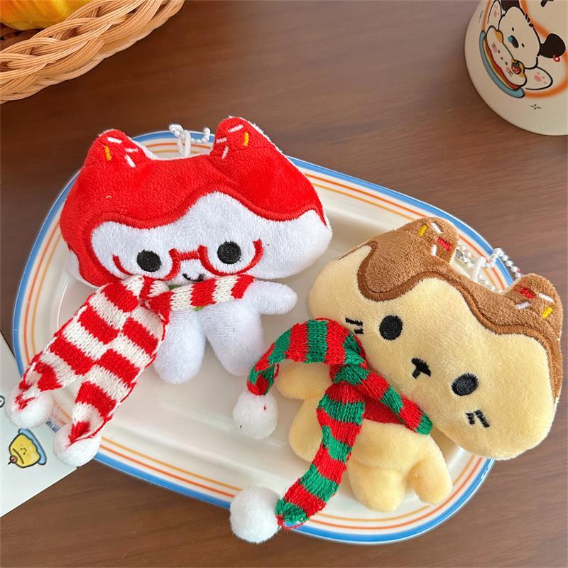Creative Cute Squeaky Tomato Cat Plush Doll Toys Love Buckle Keychain Pendant Lanyard Bag Charms Backpack Ornaments Gift Keyring