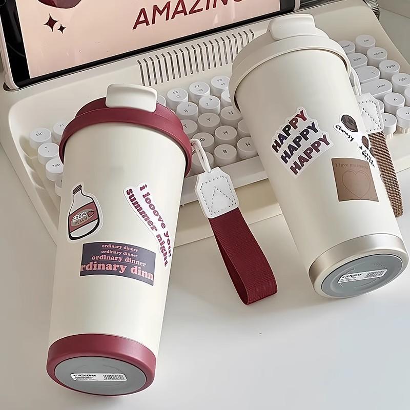 Retro Style Coffee Cup Stainless Steel Insulated Mug With Lid For Office And Travel Use