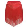 Womens Salsa Dance Costume Elastic Waist Tiered Tassel Skirt Latin Performance Competition Outfit Party Wear