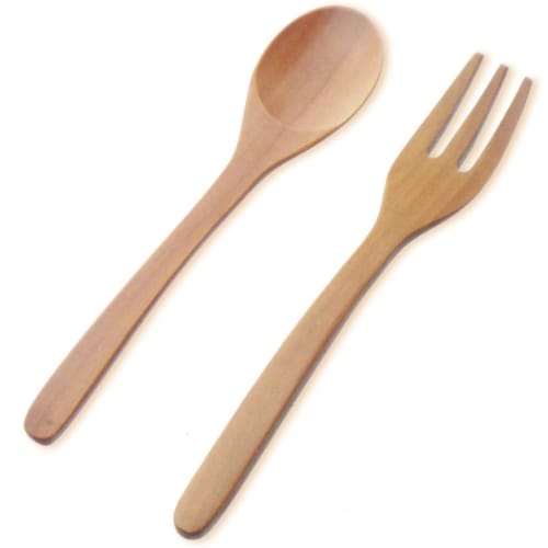 Nagao Sao Wood Spoon and Fork Set, Small, Wooden