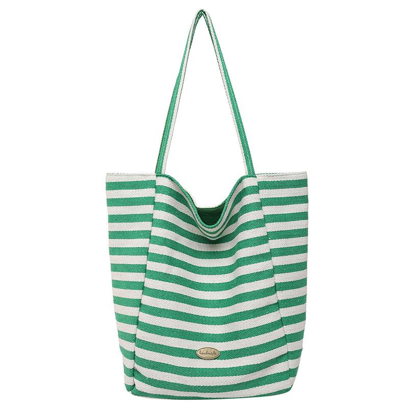 Artistic Style Casual Striped Tote Bag, Sweet Double-sided Single-shoulder Bag for Women