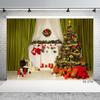 Christmas Tree Gifts Decor Green Curtain Photo Backdrops Vinyl Cloth Background for Children Baby Family Photography Props