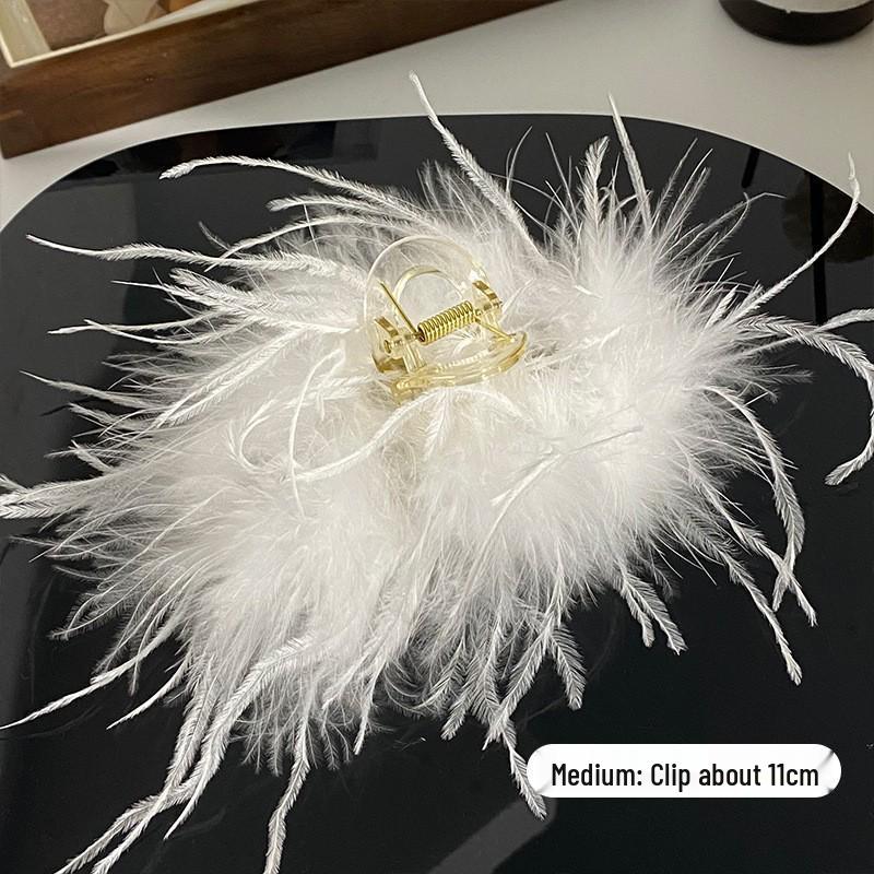 2024 Peony Feather Tassel Hairpin: Fluffy Hair Volume Boost Shark Clip