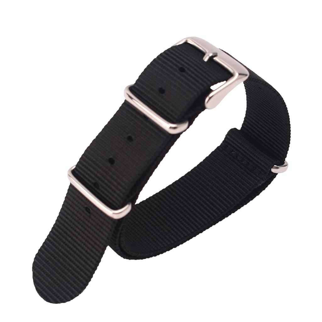 Cinturino per Orologio in Tela di Nylon Esteso con Fibbia ad Ardiglione a Tre Anelli 18 20 22 24mm Traspirante Braccialetto di Ricambio Universale per Uomo