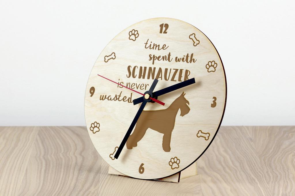 Schnauzer I - clock with dog, wooden clock with engraving, personalised clock by Art-Dog