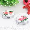 Metal Pill Box with Mirror Reusable Compact Portable Classified Store Pills Flower Print Oblong Shape Large Capacity Pill Organizer for Travel