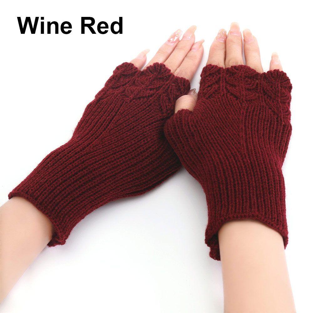 Women Girls Elastic Candy Color Arm Warmers Fingerless  Mittens Thick Warm Knitted Gloves