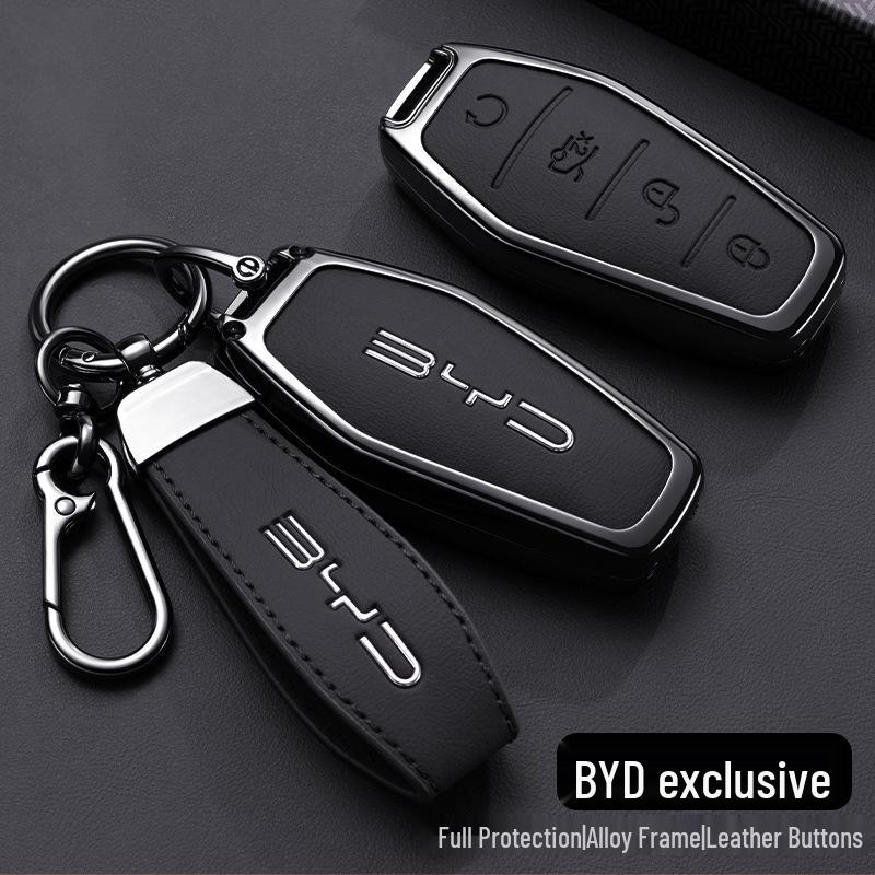 Premium Car Key Bag with Buckle for BYD Han, Qin Plus, Song Pro, Tang, Dolphin, and E9