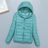 Light down jacket women's short stand-up collar hooded fashion autumn and winter thin large size women's clothing slim-fitting portable jacket