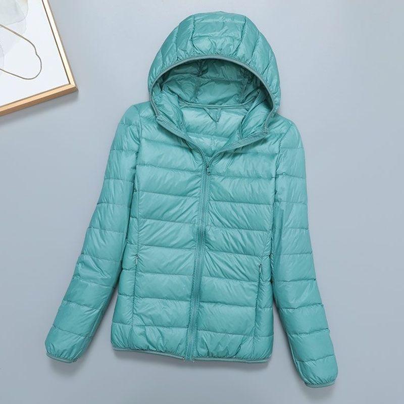 Light down jacket women's short stand-up collar hooded fashion autumn and winter thin large size women's clothing slim-fitting portable jacket