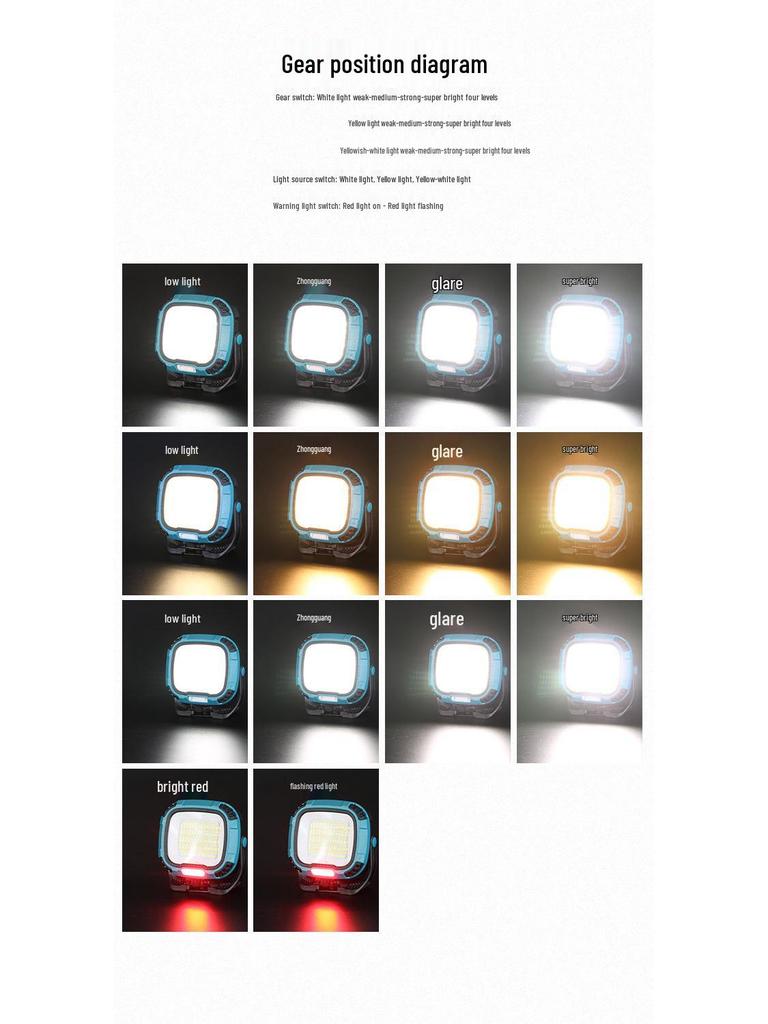 Multifunctional LED Floodlight: Emergency Camping Light with Long Battery Life and Magnetic COB Work Light