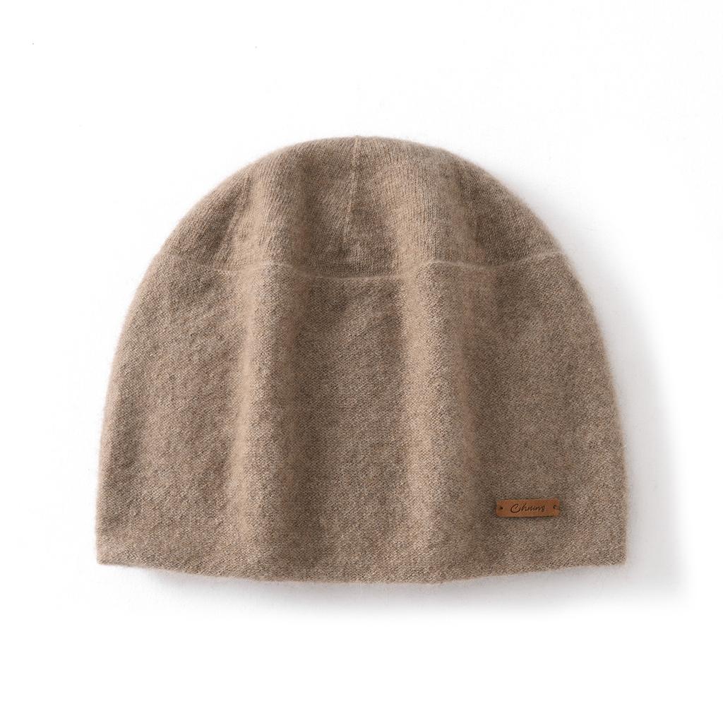 New Pure Cashmere Hat Knitted Warm and Versatile Double-layer Men's and Women's Solid Color Headgear