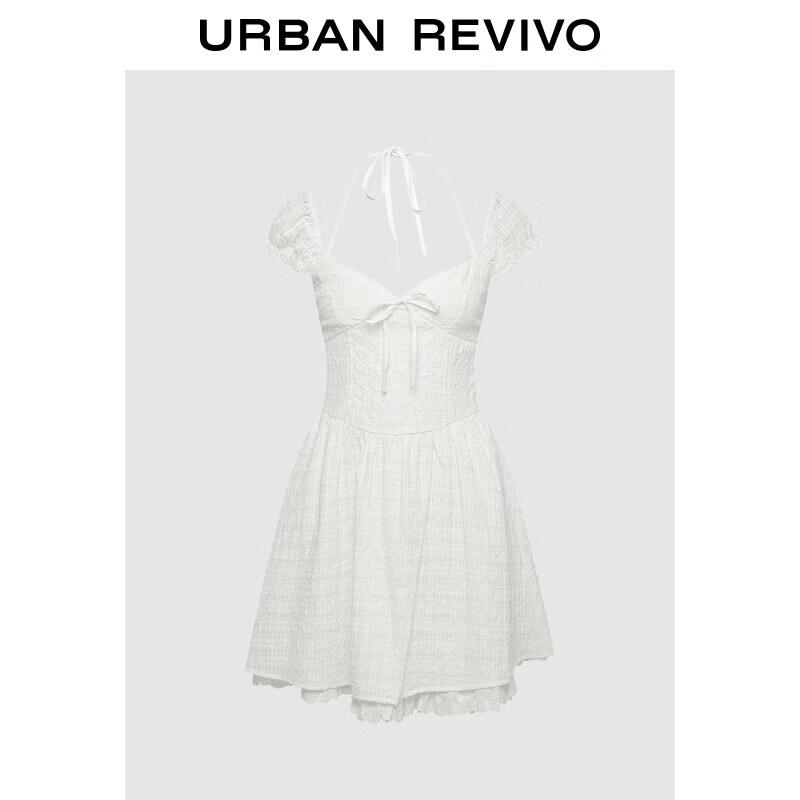 UR2026 Women s Halter Neck Plaid Lace Dress S