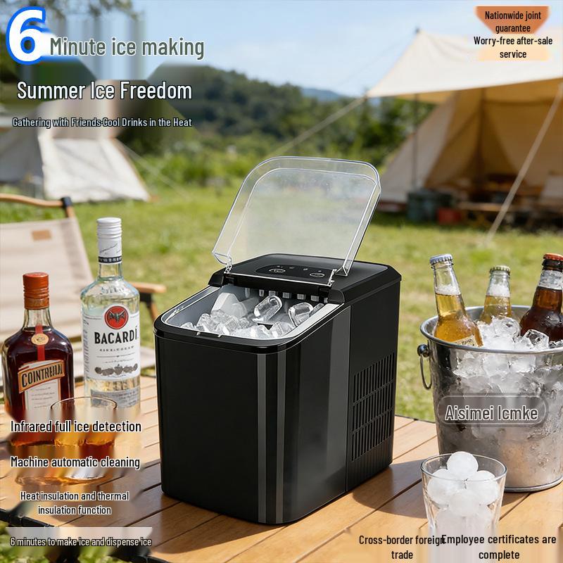 220V Automatic Bullet Ice Maker for Home, Dorm, Camping, Outdoor, Milk Tea, Coffee, or Office