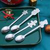 4pcs Christmas Teaspoons Coffee Spoons With Gift Box Stirring Spoons Stainless Steel Tableware Snowman Stocking Star Dessert Spoon